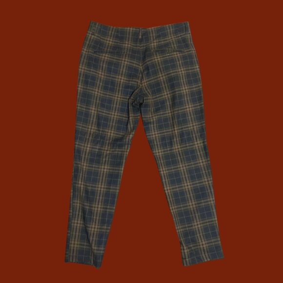 Pull&Bear Brown Plaid Slim Fit Trousers | Men’s Size EUR 44 (MEX 34) | Retro - Picture 3 of 9